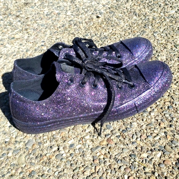 Price drop! Converse All Star Women 9.5, Men 7.5. Purple Glitter low top shoe - Picture 16 of 16